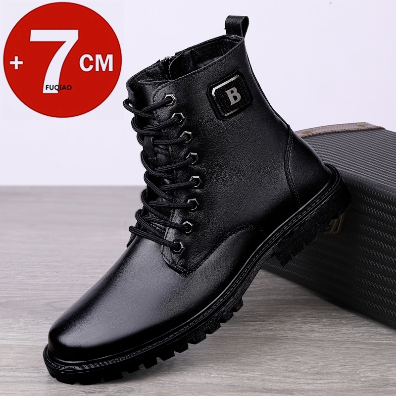 Men Shoes Formal - Botas de elevador de couro genuíno