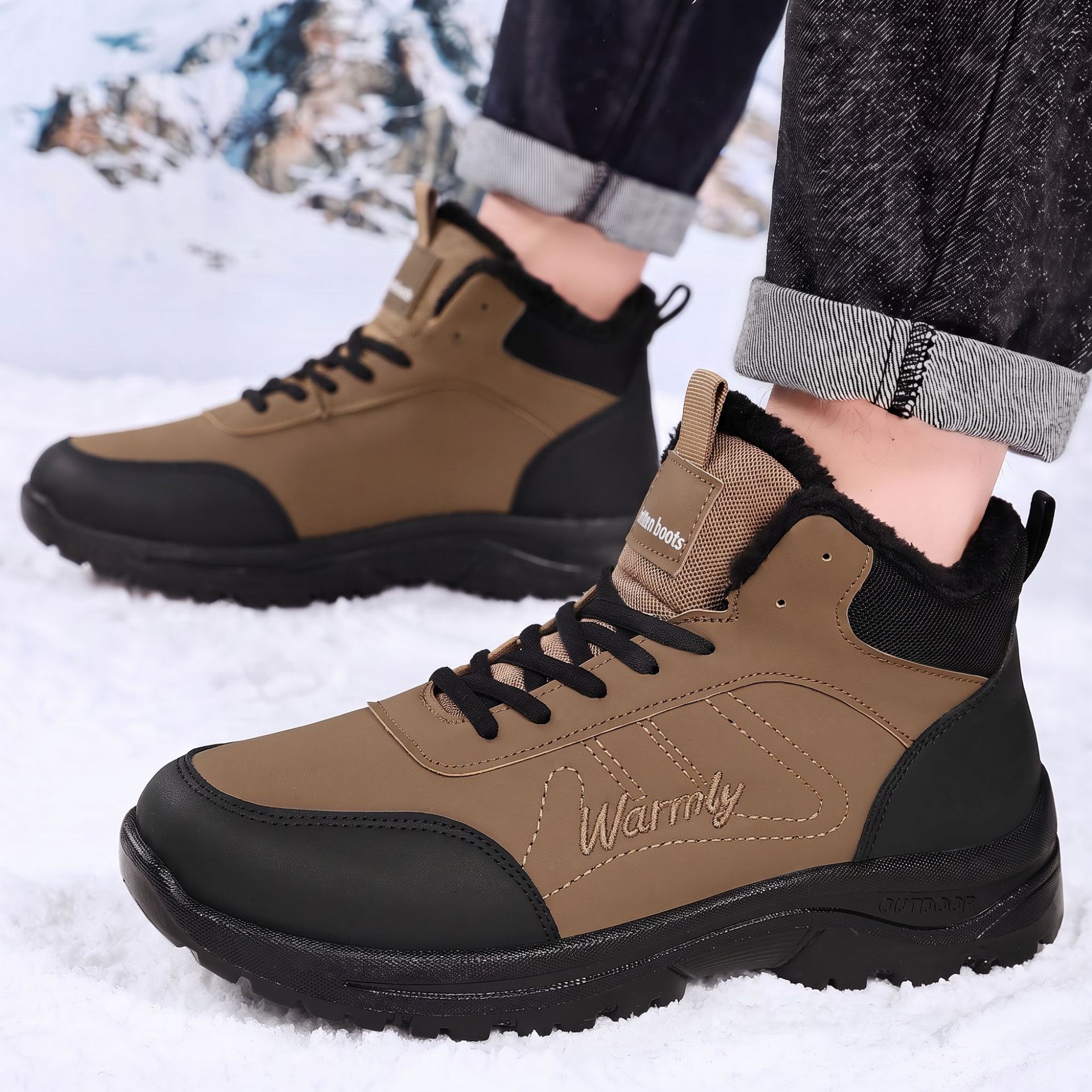 Men'S Shoes Hiking - Sapatos de Algodão Masculinos com Forro