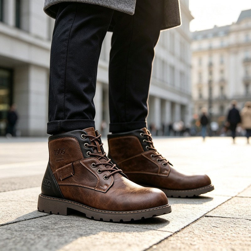 Botas de cano alto em couro vi - Men'S Shoes For Work avaliação e preço